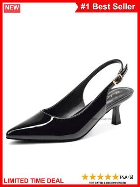 Women's 2 Inch Kitten Heels Closed Toe Slingback Pumps Pointed Toe